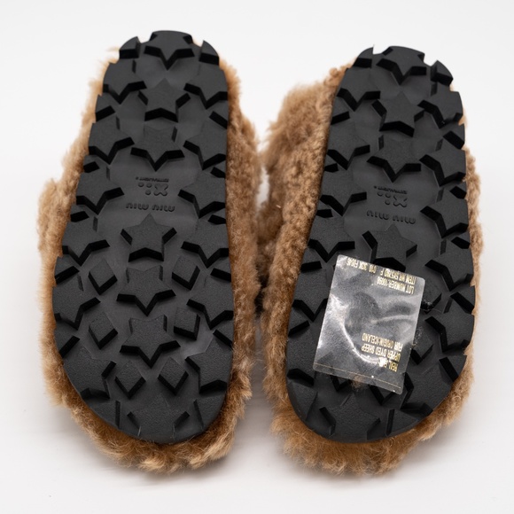 size 36eu 6 US Miu Miu Camel Brown Shearling Sandals - Picture 6 of 13